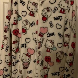 Hello Kitty White Fleece valentine one piece sleeper